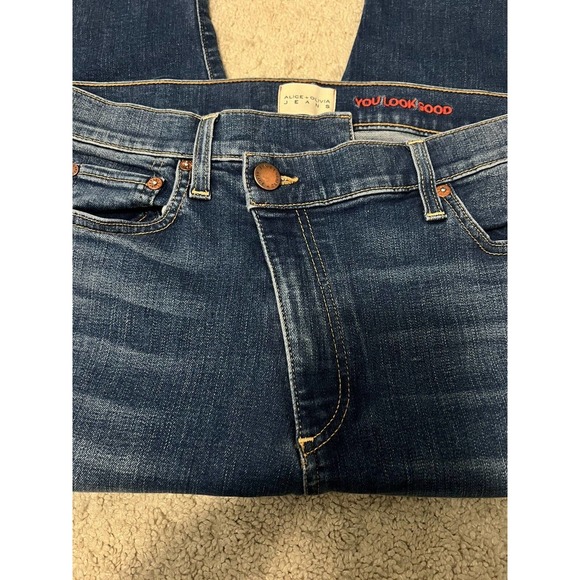 Alice + Olivia Jeans Amazing Assymetrical Waistband Skinny Ankle Jeans Size 30 - Picture 5 of 11